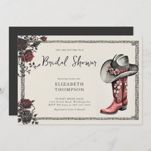 Moody Dark Gothic Western Zwart Rozen Vrijgezellen Kaart (Voorkant / Achterkant)