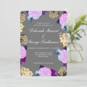Moody Dark Gray Violet Floral Boho Charcoal Kaart (Staand voorkant)