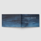 Moody Dark Navy Blue Waterverf Wash Weddenschap Gastenboek (Volledig)