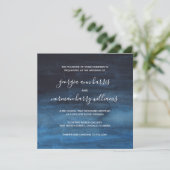 Moody Dark Navy Blue Waterverf Wash Weddenschap Kaart (Staand voorkant)