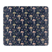 Moody Dark Navy Fungi Dark Academia Kitchen Gift Snijplank (Voorkant)