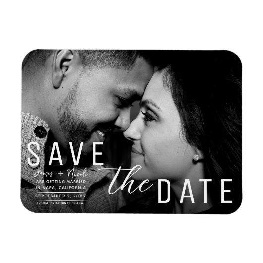 Moody Dark Overlay Foto Save the Date Bruiloft Magneet (Horizontaal)
