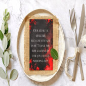 Moody Dark Red Rose Wedding Thank You Note Bedankkaart