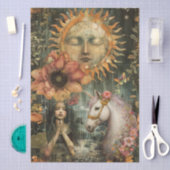 Moody Dark Rustic Fantasy Garden Girl Decoupage  Tissuepapier (Craft)