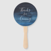 Moody Dark Waterverf Navy Blue Wedding Handwaaier (Achterkant)