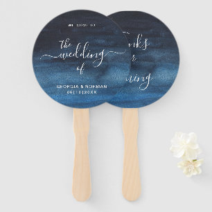 Moody Dark Waterverf Navy Blue Wedding Handwaaier