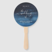 Moody Dark Waterverf Navy Blue Wedding Handwaaier (Voorkant)
