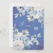 Moody Deep Blue & Gold Frame Watercolor Floral Kaart (Achterkant)