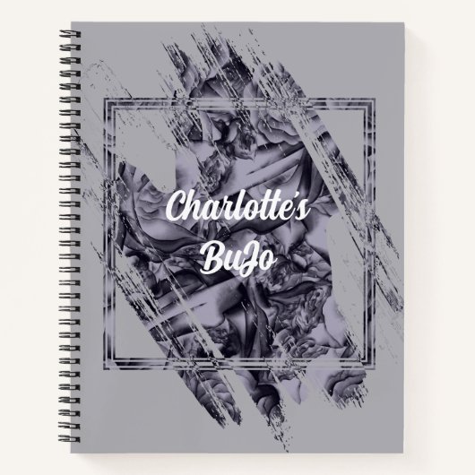 Moody Deep Navy Blue Floral bullet journal bujo Notitieboek (Voorkant)