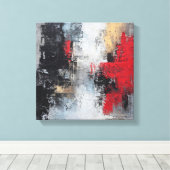 Moody Deep Sea | Dramatic Expressionist Wave Canva Canvas Afdruk (Insitu (Houten vloer))