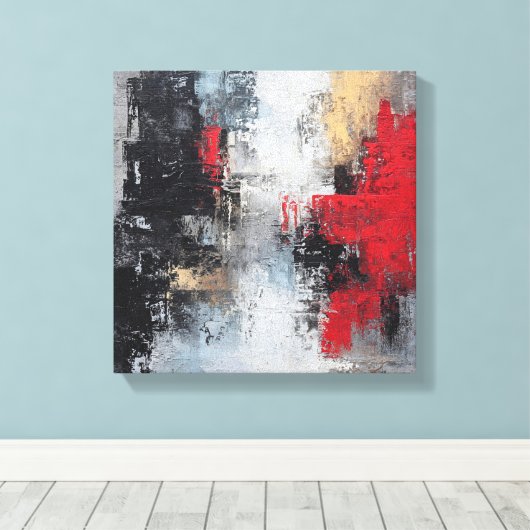 Moody Deep Sea | Dramatic Expressionist Wave Canva Canvas Afdruk (Insitu (Houten vloer))
