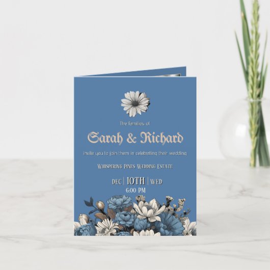 Moody Denim & Navy Floral Custom Photo Wedding (Voorkant)