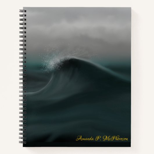 Moody diepe groene golf in storm notitieboek (Voorkant)