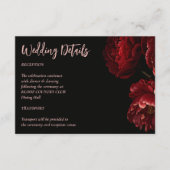 Moody donker  bloemenbruiloft details informatiekaartje (Voorkant)