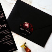 Moody donker  bloemenbruiloft ronde sticker