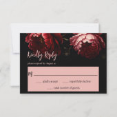 Moody donker bloemenbruiloft RSVP kaartje (Voorkant)