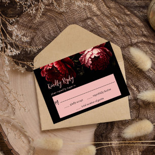 Moody donker bloemenbruiloft RSVP kaartje