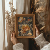  Moody Donker Bloemschilderij Stilleven Poster