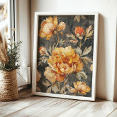  Moody Donker Bloemschilderij Stilleven Poster