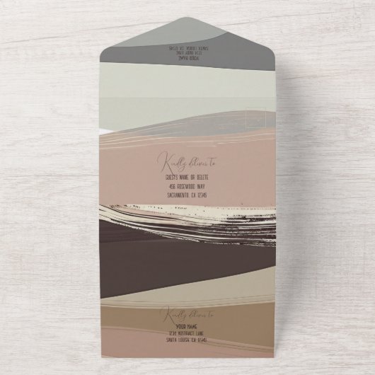 Moody Donker Bruin Olive Bold Een Edgy Bruiloft All In One Uitnodiging (Buitenkant)