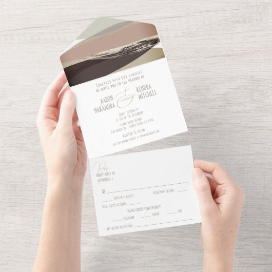 Moody Donker Bruin Olive Bold Een Edgy Bruiloft All In One Uitnodiging (Afscheurbaar)