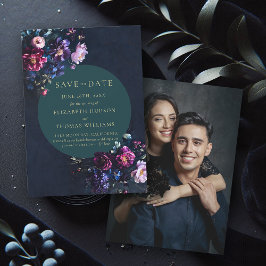 Moody Donker Elegant Bloemen Jewel Tone Foto Bruil Save The Date