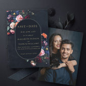 Moody Donker Elegant Romantisch Bloemen Ovaal Brui Save The Date