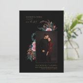 Moody donker elegante romantische herfst foto brui save the date (Staand voorkant)