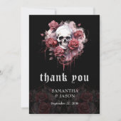 Moody Donker Gotische Bloemen Schedel Halloween Br Bedankkaart (Voorkant)