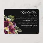 Moody Donker Romantisch Bloemen Elegant Bruiloft Informatiekaartje (Voorkant)