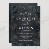 Moody donkere bloemen bruiloft kaart (Voorkant / Achterkant)