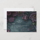 Moody donkere bloemen bruiloft RSVP kaartje (Voorkant)
