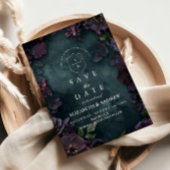 Moody donkere bloemen bruiloft save the date