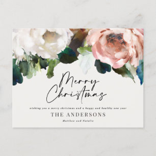 Moody donkere bloemen moderne elegante kerstvakant feestdagenkaart