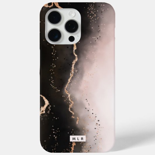 Moody Dusty Pink Ombre Gradient Modern Monogrammed Case-Mate iPhone Case (Achterkant)