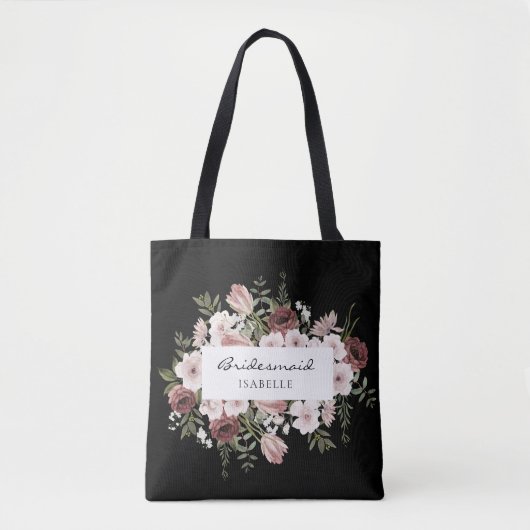 Moody Dusty Roos Bloemen Bruidsmeisje Tote Bag (Voorkant)
