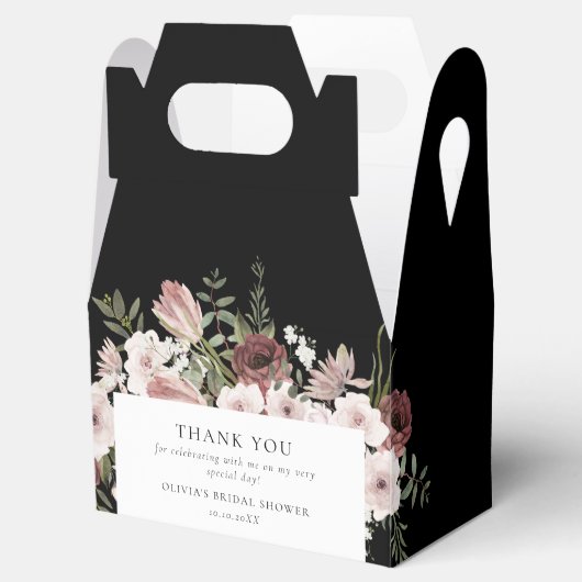 Moody Dusty Roos Bloemen Vrijgezellenfeest Bedankdoosjes (Geopend)