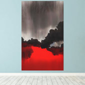 Moody, eigentijdse schilderende zwarte grijze rode canvas afdruk (Insitu (Houten vloer))