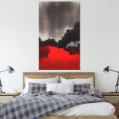 Moody, eigentijdse schilderende zwarte grijze rode canvas afdruk (Insitu (Slaapkamer))