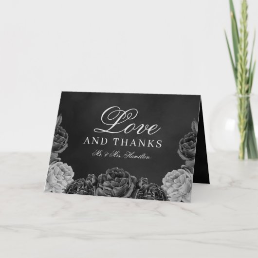 Moody Elegance Gothic Floral Waterverf Wedding the Bedankkaart (Voorkant)