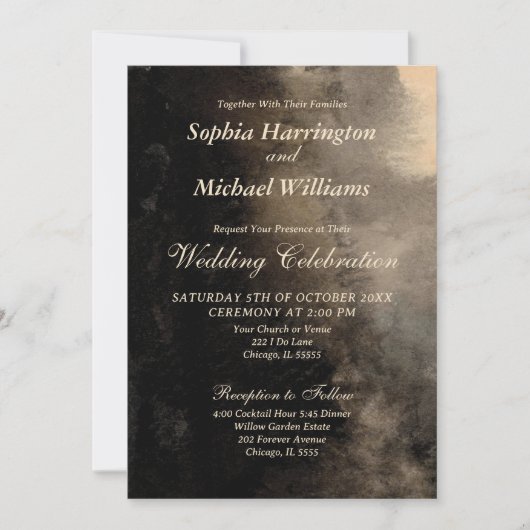 Moody Elegance Wedding Invitation Sjabloon digitaa Kaart (Voorkant)