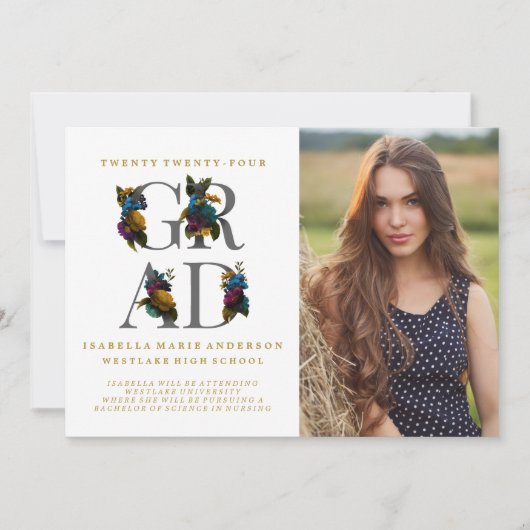 MOODY ELEGANT FLORAL FOTO AFSTUDEREN AANKONDIGING (Voorkant)