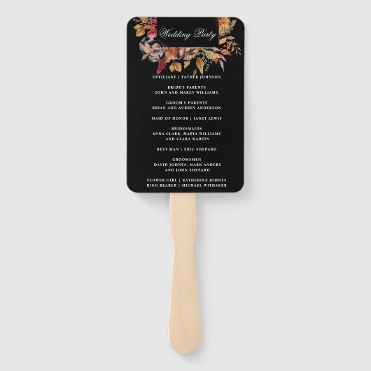 Moody Elegant Herfst Bloemen Handwaaier (Achterkant)