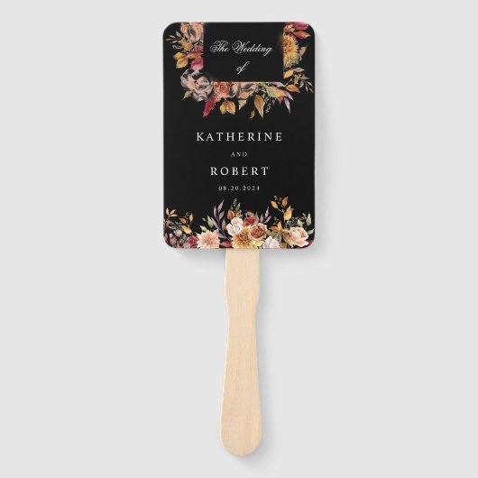 Moody Elegant Herfst Bloemen Handwaaier (Voorkant)