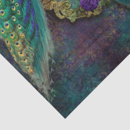 Moody Elegant Peacock Feather Glitter Decoupage Tissuepapier (Detail)