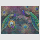 Moody Elegant Peacock Feather Glitter Decoupage Tissuepapier (Voorkant)