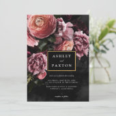 Moody Elegant Pink | Floral Bouquet op Black Kaart (Staand voorkant)