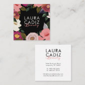 Moody & Elegant Waterverf Bloemenarrangement Zwart Vierkante Visitekaartje (Voorkant / Achterkant)