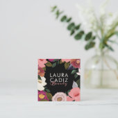 Moody & Elegant Waterverf Bloemenarrangement Zwart Vierkante Visitekaartje (Staand voorkant)