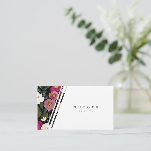 Moody & Elegant Waterverf Floral Arrangement Visitekaartje (Staand voorkant)